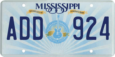 MS license plate ADD924