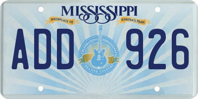 MS license plate ADD926