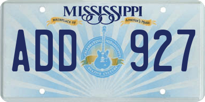 MS license plate ADD927