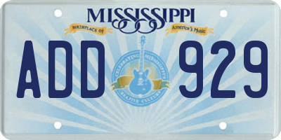 MS license plate ADD929