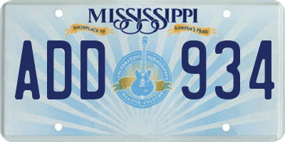 MS license plate ADD934