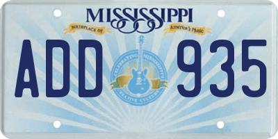 MS license plate ADD935