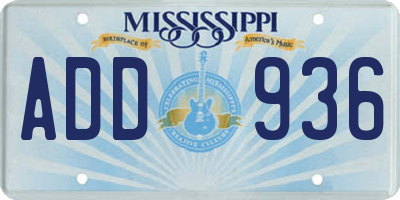 MS license plate ADD936