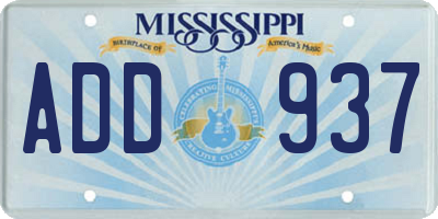 MS license plate ADD937