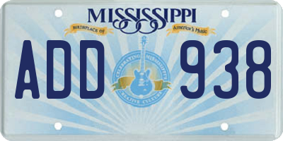 MS license plate ADD938