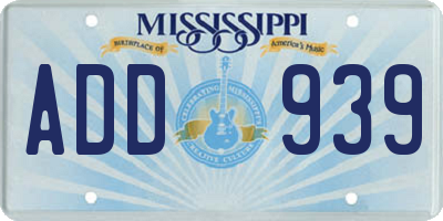 MS license plate ADD939