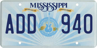 MS license plate ADD940