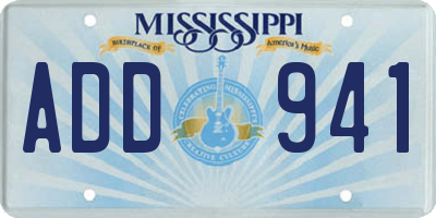 MS license plate ADD941