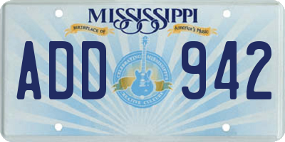 MS license plate ADD942