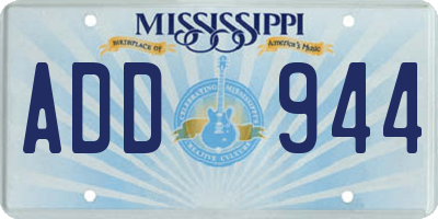 MS license plate ADD944