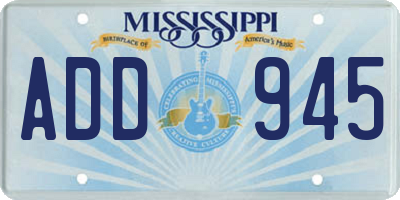 MS license plate ADD945