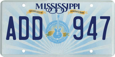 MS license plate ADD947