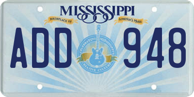 MS license plate ADD948