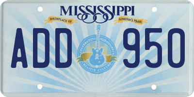 MS license plate ADD950