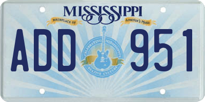 MS license plate ADD951