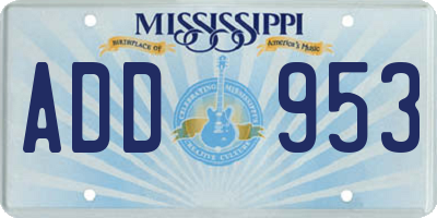 MS license plate ADD953