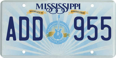 MS license plate ADD955