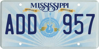 MS license plate ADD957