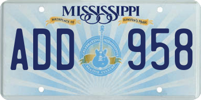 MS license plate ADD958