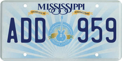 MS license plate ADD959