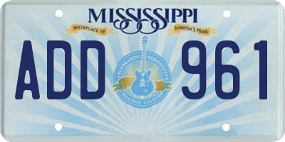 MS license plate ADD961