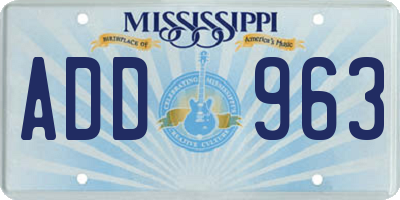 MS license plate ADD963