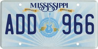 MS license plate ADD966
