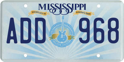 MS license plate ADD968