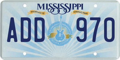 MS license plate ADD970