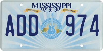 MS license plate ADD974
