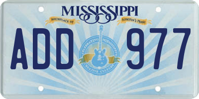 MS license plate ADD977