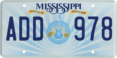 MS license plate ADD978