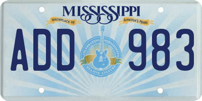MS license plate ADD983