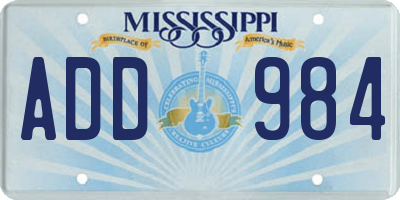 MS license plate ADD984