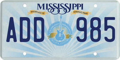 MS license plate ADD985