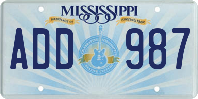 MS license plate ADD987
