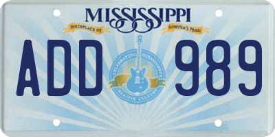 MS license plate ADD989