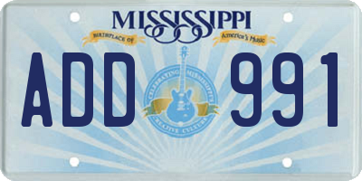MS license plate ADD991