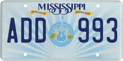 MS license plate ADD993