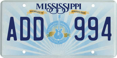 MS license plate ADD994