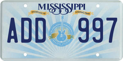 MS license plate ADD997