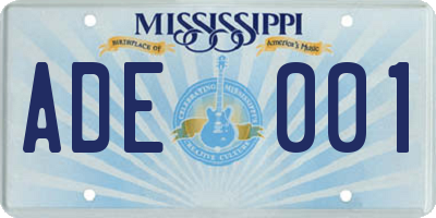 MS license plate ADE001