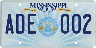 MS license plate ADE002