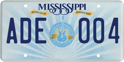 MS license plate ADE004