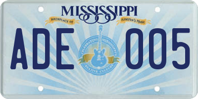 MS license plate ADE005