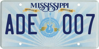 MS license plate ADE007