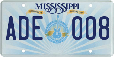 MS license plate ADE008