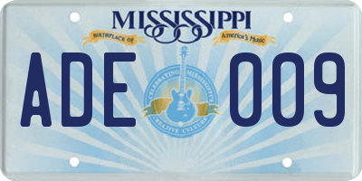 MS license plate ADE009