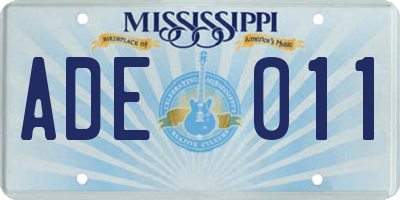 MS license plate ADE011