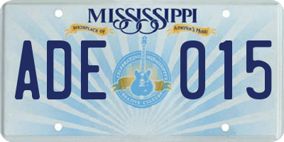 MS license plate ADE015